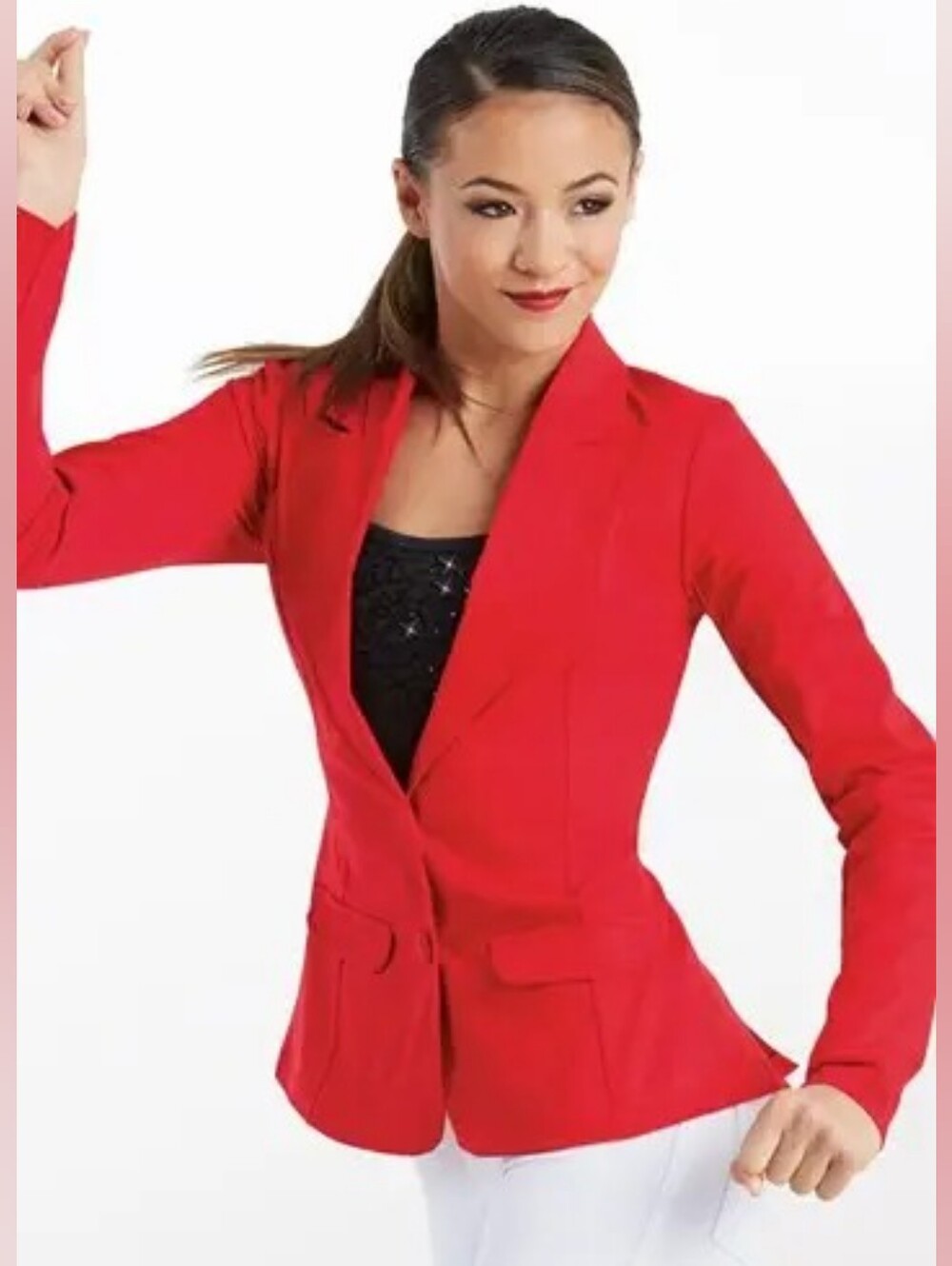 Weissman Stretch Suit Blazer Dance Costume Bright Red Rayon Nylon Sz S